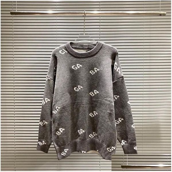 Womens Sweaters Knits Designer Mulheres Camisola Luxo Manga Curta Redondo Pescoço High End Top Carta Imprimir Ered em Alfabeto Jacquard Ouro L Dhicm