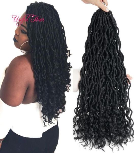 Ombre cor deusa locas cabelo marley trança extensões de cabelo 18 polegadas tranças de crochê meia onda meio encaracolado boêmio bloqueios para mulheres 6045373