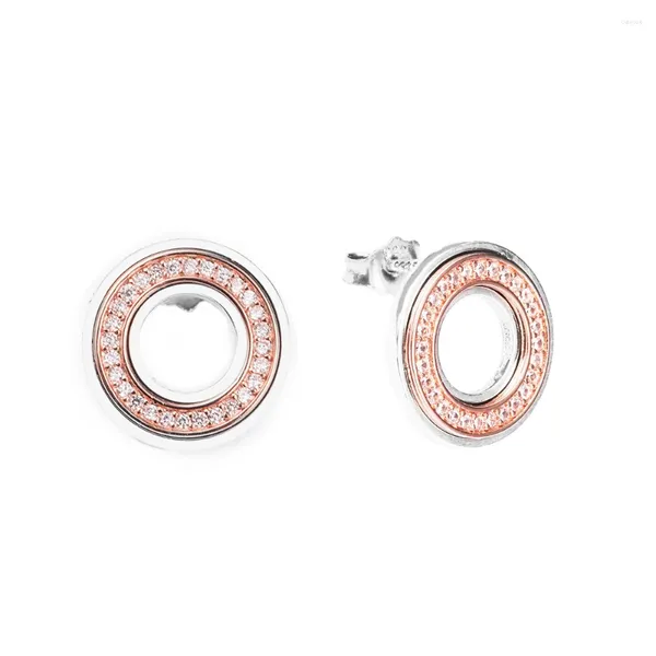 Orecchini a lobo CKK Firma Logo bicolore Pave per donna Pendientes Plata Gioielli in argento sterling 925 Boucle Oreille