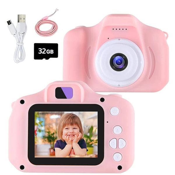 Mini Kid Câmera Câmera Digital Brinquedos para Meninas Meninos 1080P Tela HD Reprodução de Música Jogos 2 Polegadas Crianças Câmera Presente de Aniversário 240105