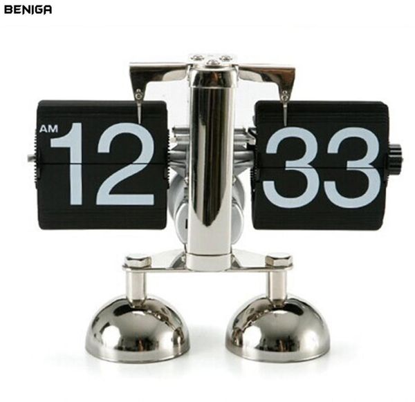 Современные минималистичные автоматические настольные часы с переворачиванием страниц, продвинутый индустриальный стиль, студенческие настольные настольные часы для домашнего офиса Decor3099965