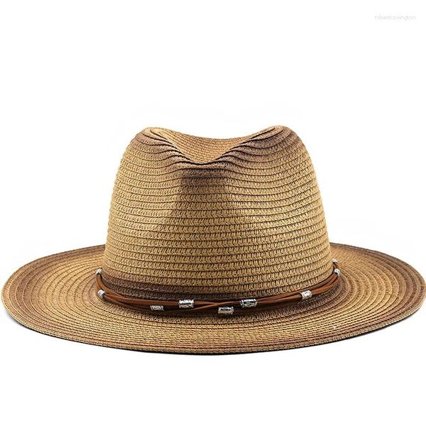 Berets Einfache Männer Sommer Strand Hut Western Cowboy Frauen Outdoor Sun Caps Mädchen Stroh Sombrero Hombre Cowgirl Jazz Cap