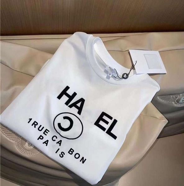 Camiseta feminina versão avançada França roupas da moda C carta impressão gráfica casal moda algodão em torno do pescoço Coach canal 3XL 5XL tops de manga curta tee4675