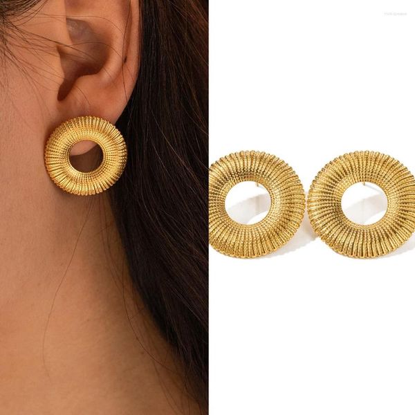 Ohrstecker, minimalistische Linien, Donut-Kreis, rund, schick, Edelstahl, Vintage-Stil, französischer Ohrschmuck, Party-Geschenke, Bijoux, Großhandel