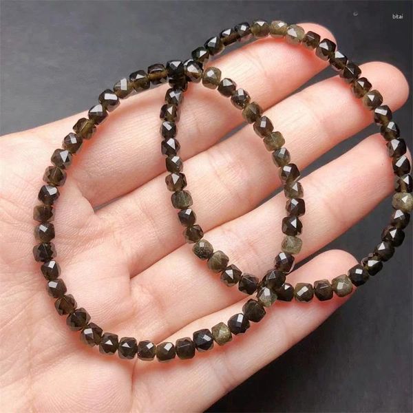 Link-Armbänder Natürliches goldenes Obsidian-Würfelarmband Großhandel Design Stretch Polychrome handgefertigte Perlen Heilung Frauen Schmuck Geschenk 1 Stück