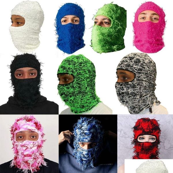 Cappellini da ciclismo Maschere Clava Died lavorato a maglia Fl Face Ski Mask Shiesty Camouflage Fleece Fuzzy 230524 Drop Delivery Sport all'aperto Protettivo Dhevg