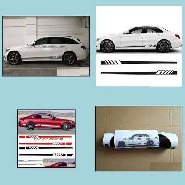 Adesivos adesivos de carro novo 2 pçs/set edição saia lateral decoração adesivo para benz classe c w205 c180 c200 c300 c350 c63 amg entrega direta 20