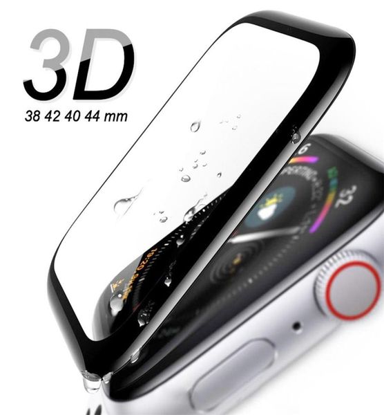 3d borda curvada capa de tela cheia protetor de vidro temperado protetor para apple watch iwatch 1234 38mm 42mm 40mm 44mm sem pa2651124