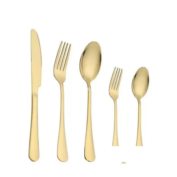 Set di posate Oro Sier Acciaio inossidabile per uso alimentare Set di posate Sierware Gli utensili includono coltello forchetta cucchiaio cucchiaino all'ingrosso Drop Del Dhtq3