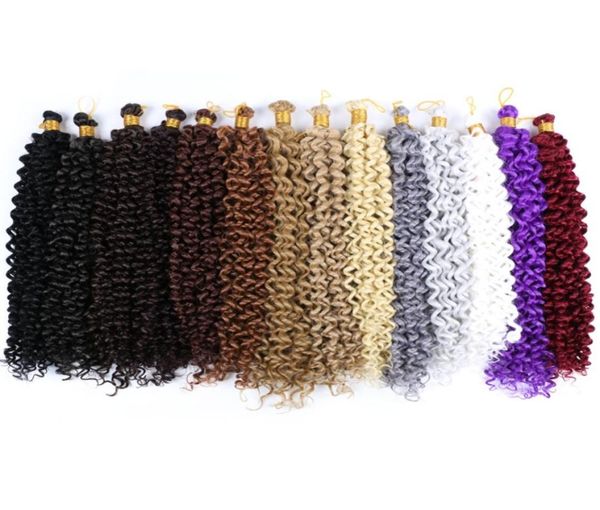 Lans 14quot onda de água crochê trança extensões de cabelo tranças loira pacotes kinky encaracolado crochê cabelo em massa 24 fios pacote ls221214303