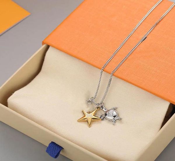 Tartaruga estrela azul carta threeinone pingente colar para homens mulheres é simples e elegante designer de jóias colares corrente de ouro lu2805921