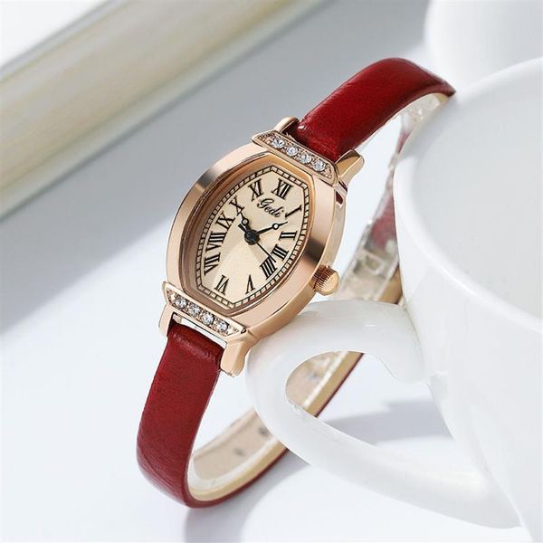 Caijiamin-Diamond New Ladies Watch 20mm Retro Barrel Shell Quarz Uhr Watchs Student Nische Römische Literaturtemperament Old Armbandwatch304g