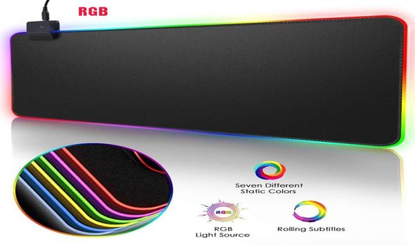 350250mm rgb gaming mouse pad grande mouse pad gamer led computador mousepad grande tapete de mouse com luz de fundo tapete para teclado mesa m7652171