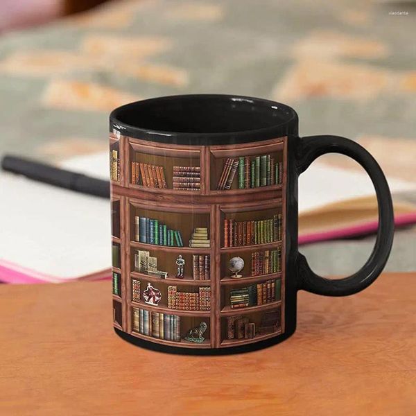 Tassen mit C-Griff, Bücherregal-Tasse, lesende literarische Sprüche, Bibliotheksliebhaber-Tasse, Keramik, Bücherwurm, Familienfreund