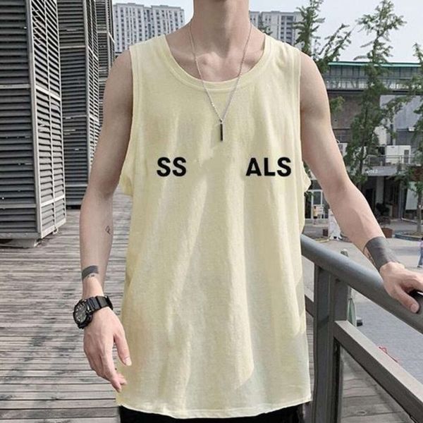 Essentials Mens Vest Designer T-shirt Hommes Femmes High Street Lettre Silicone Imprimer T-shirt graphique Casual Loose Sans manches Undershirt Mode Coton T-shirts surdimensionnés