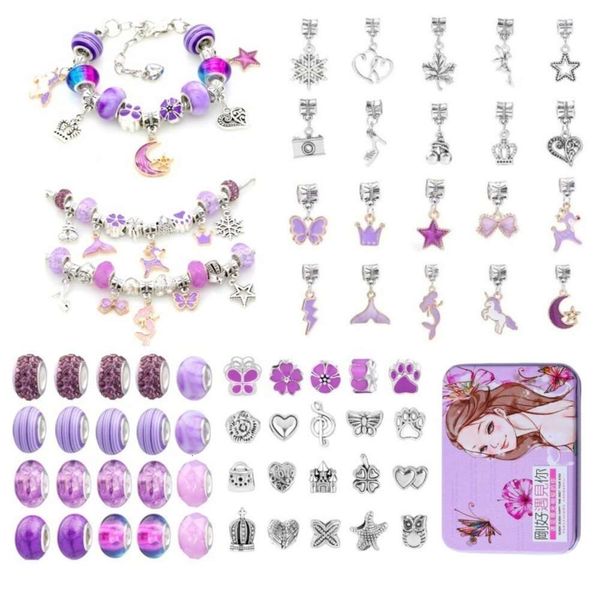 Gioielli con perline di vetro di grandi dimensioni in lega di cristallo per regali per bambini che regalano braccialetti di cartoni animati d'amore