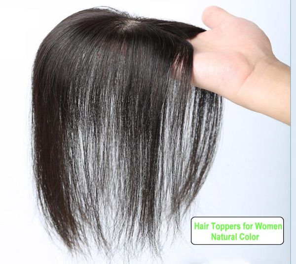 Человеческие волосы, шелковая основа, верхняя часть, заколка для волос, топпер для женщин, Корона ручной работы, топпи для истончения волос, выпадение волос, натуральный черный9878888