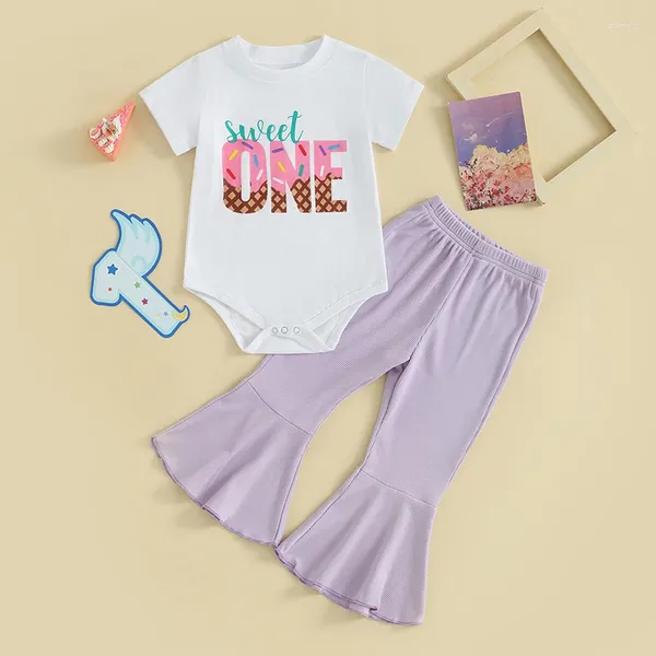 Set di abbigliamento per bambini vestiti per bambini ragazze 2 pezzi di compleanno abiti cotone maniche corte per lettere pannelli per figura