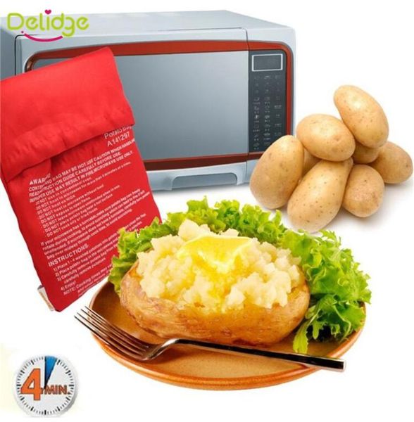 Borsa per patate rosse al forno a microonde da 2 pezzi, per cuocere velocemente 8 patate contemporaneamente in soli 4 minuti. Patate lavate8283951