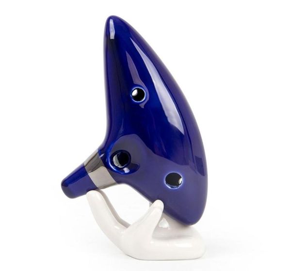 Ocarina inteira azul 12 tons alto C com suporte de exibição de livro de canções cordão de pescoço 7741171