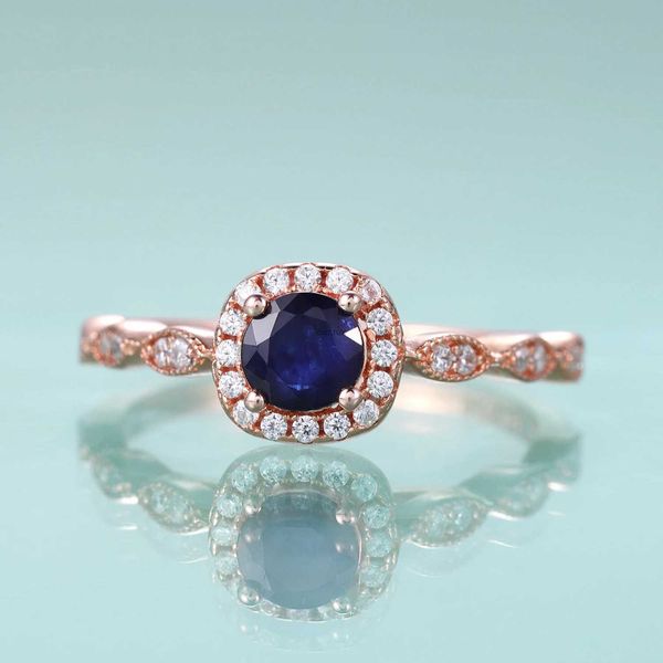 Bandringe Gems Ballett 925 Sterling Silber Vintage Brautring Blau Sapphire Halo Cluster Engagement Ringe September Geburtsstonel240105