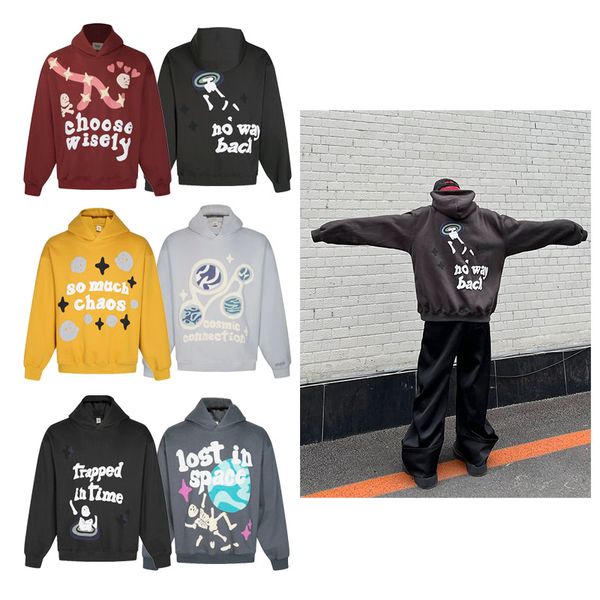 Männer und Frauen gebrochener Planet Großhandel Hoodies Herren solide lose Mode Skateboard Basketball Jugend Sportbekleidung Kostenloser Versand 35 Farben geometrischer Buchstaben-Schaum-Hoodie