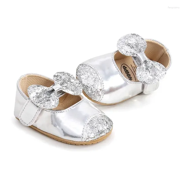 Primeiros caminhantes bebê meninas lantejoulas glitter bowknot sapatos sola macia prewalker mary jane princesa com faixa de cabeça