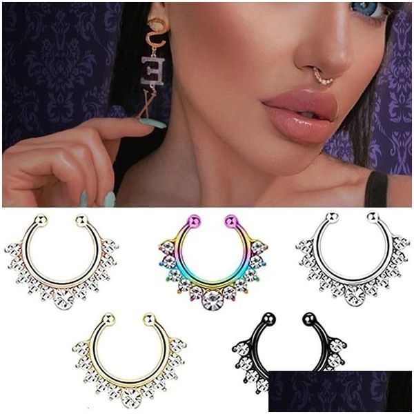 Anelli da naso Borchie Anelli da naso Borchie 1 pz Falso piercing clip sul setto orecchino non daith orecchino gioielli falso falso 230325 Drop Deliver Dhfc2