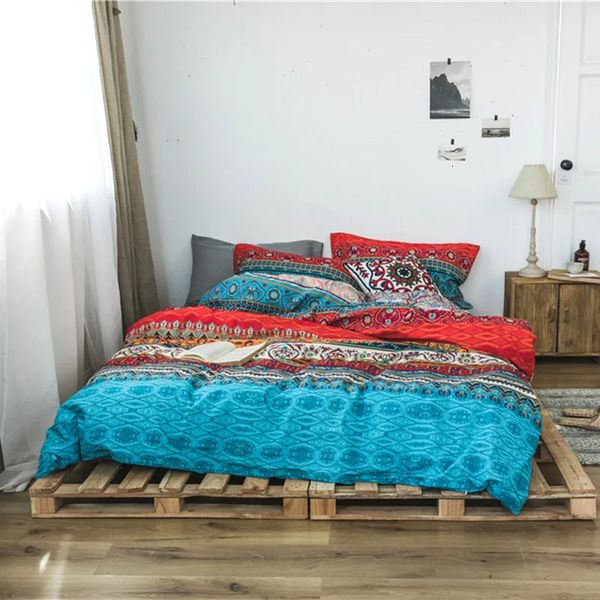 Boêmio algodão 3d consolador conjuntos de cama luxo boho conjunto capa edredão fronha rainha rei tamanho colcha 240105