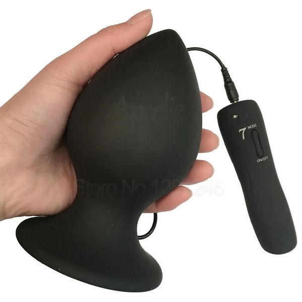 Vibradores Super Big Size 7 Modo Vibratório Silicone Butt Plug Grande Vibrador Anal Enorme Plug Anal Unisex Brinquedos Eróticos Produtos Sexuais L XL XXL Y18