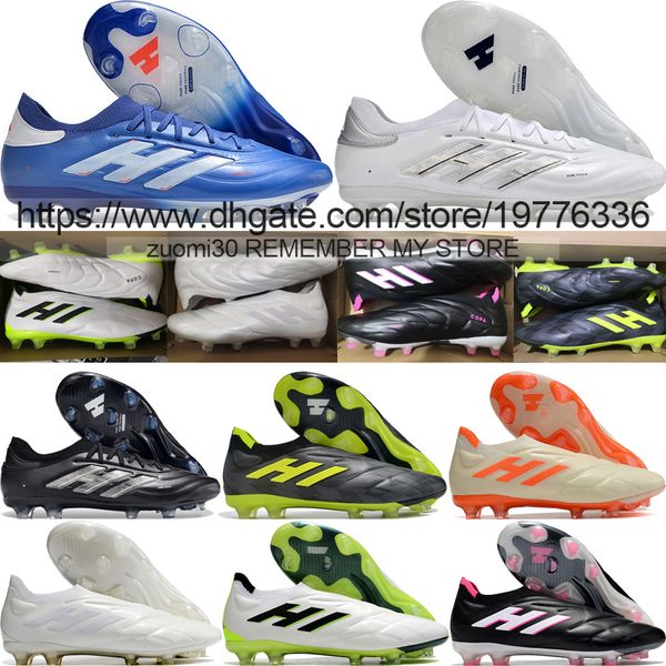 Send With Bag Quality New 2024 Football Boots Copa Pure 2 II FG Laceless Soccer Cleats For Mens Soft Leather Comfortable Training Socks Football Shoes Size US 6.5-11.5