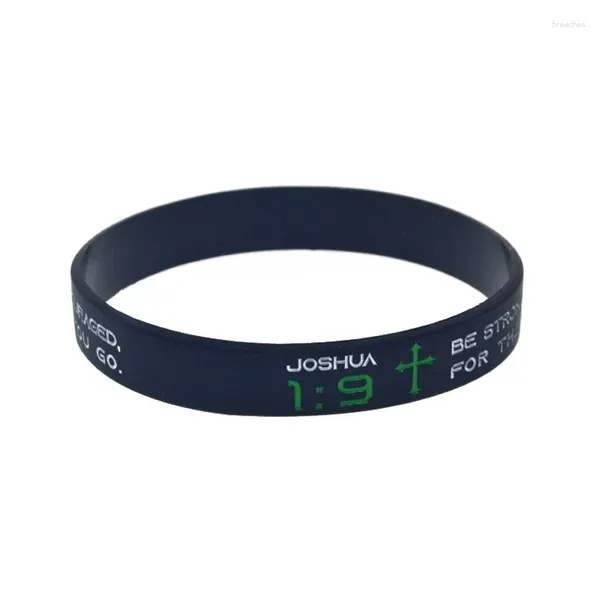 Pulseiras de charme 1 Pcs Joshua 9 Seja forte e coragem não tenha medo da fé religiosa pulseira de silicone