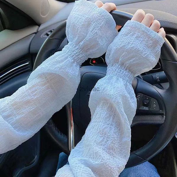 Aquecedores de pernas para braço Luvas de dedo para crianças Verão ao ar livre Ciclismo Protetor solar Mittens Manga de seda gelada Mangas Guarda Mulheres Capa protetora de mão fina para dirigir YQ240106