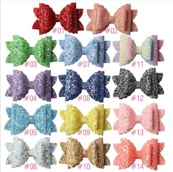 Accessori per capelli Clip per ragazze con paillettes Fiocchi per capelli Design a cuore Fiocchi glitterati Fiocco Barrettes Forcina per bambina Moda Bomboniera Dr Dh5Je