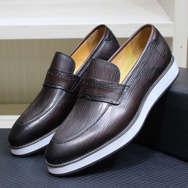 Mocassins en cuir véritable pour hommes, baskets plates confortables à enfiler, décontractées, faites à la main, pour le quotidien, le bureau et l'extérieur, chaussures de rue pour hommes