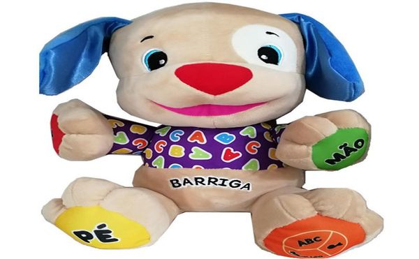 Portugiesisch sprechendes, singendes Welpenspielzeug, Hundepuppe, pädagogisches, musikalisches Plüschspielzeug für Babys in brasilianischem Portugiesisch LJ201126285l9246623