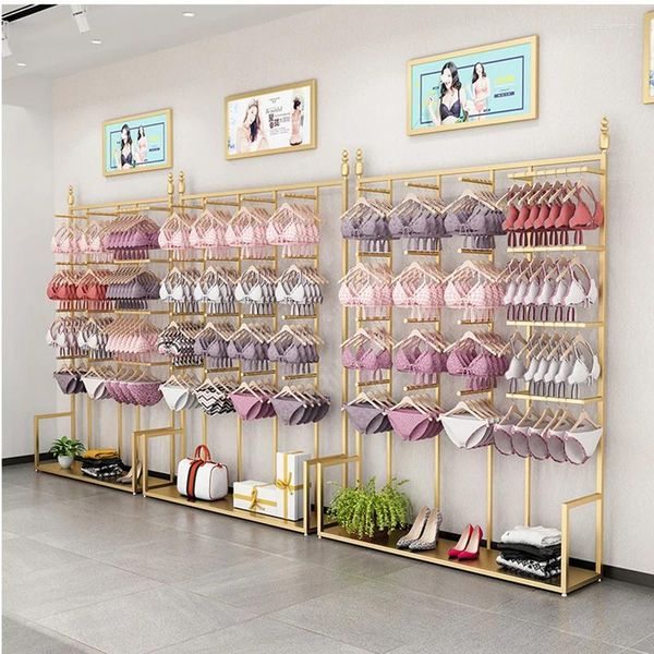 Cabides 2024 EUA/Japão Luxo Ouro Grande Lingerie/Bra Display Rack para Loja de Roupas Roupa Interior Prateleiras Penduradas Shopping Decorativo