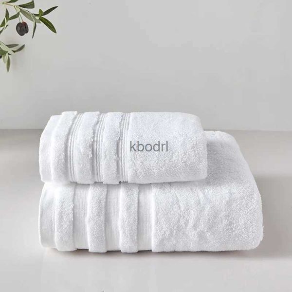 Asciugamano da bagno 2 pezzi Set di asciugamani in cotone egiziano Solid White Face + Bath Washcloth 80 * 160 cm Big Beach Toalla per hotel Home Bagno Sport Tessile YQ240106