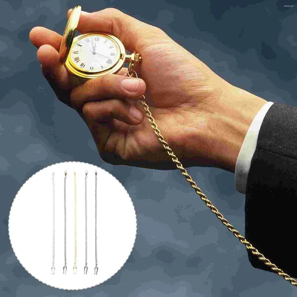 Relógios de bolso 5 Pcs Relógio Medalhão de Ouro Colar Mecânico Corrente Liga Chaveiro