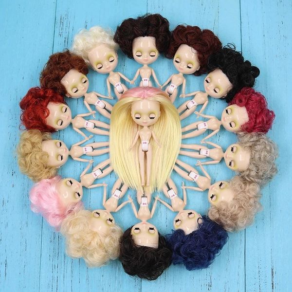 Dbs 10cm blyth mini boneca estilo de cabelo afro muitos tipos de cores de cabelo roupas aleatórias meninas presente brinquedo anime 240105