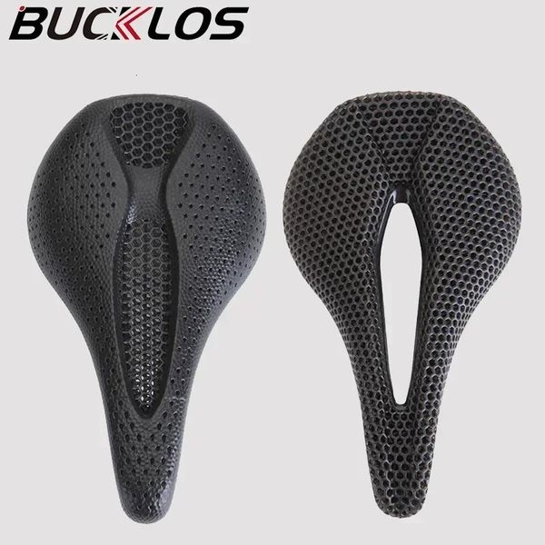 Sella per bicicletta stampata in 3D Cuscino per sedile per bici da strada ultraleggero in fibra di carbonio Hollow Comodo sedile per sella MTB 3D 240105