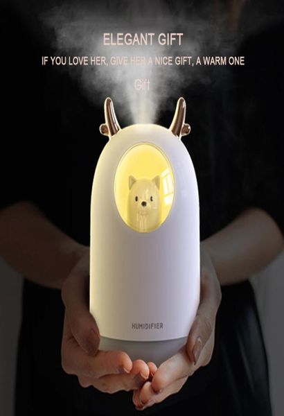 ELOOLE 300ML USB-Luftbefeuchter Ultraschall Adorable Pet CoolMist Aroma Oil Essential USD Diffuser Mist Maker mit LED-Lampe Y200418034620