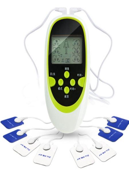 Massageador corporal estimulador elétrico corpo inteiro relaxar pulso dezenas acupuntura máquina de terapia digital 8 almofadas para costas pescoço pé perna3509437