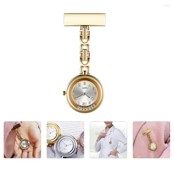 Relógios de bolso femininos moda enfermagem relógio mão clip-on