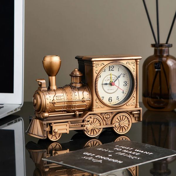 Retro Luxus Zug Uhr Wohnzimmer Dekoration für Schlafzimmer Innen Antiquitäten Statue Kaffee Ecke Dekorationen Buch Home Decor 240106