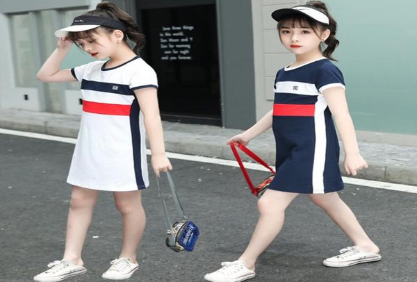 2020 Mädchen Sommerkleid Kleine Mädchen Kleidung Langes T-Shirt Sportkleid Mode Teenager-Kleidung Größe 6 8 10 13 Kids9720994