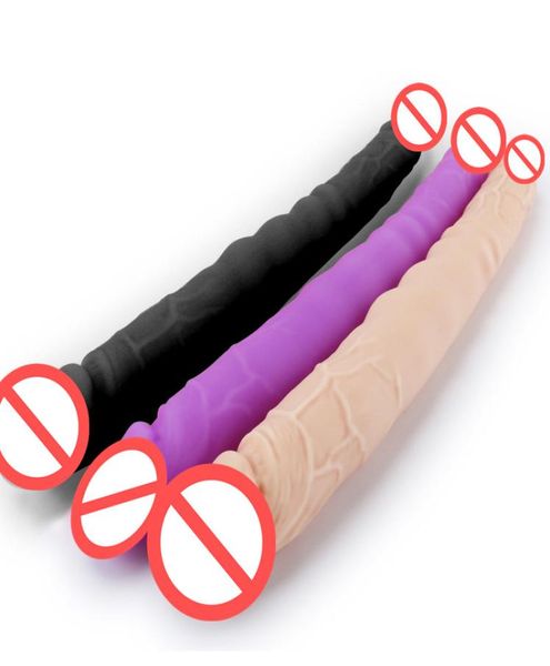 Super langer großer schwarzer Doppelkopf realistischer Dildo 15 Zoll Sexspielzeug für Frauen großer Penis Sexprodukte für Frauen dild4672282