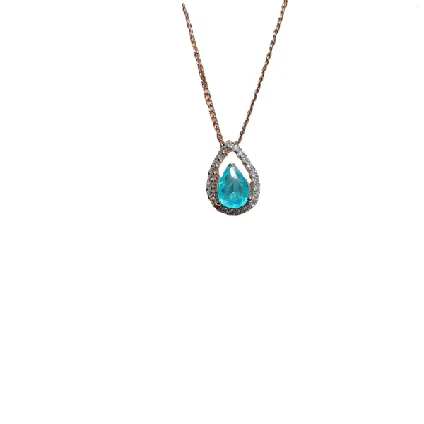 Anhänger Halsketten Frühling Qiaoer Elegante Wasser Tropfen Paraiba Turmalin Rubin Smaragd Halskette Für Frauen Luxus Schmuck Set Jahrestag Geschenke