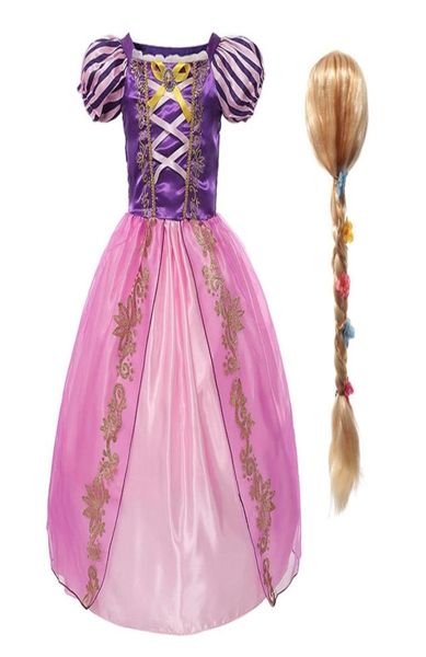 YOFEEL Prinzessin Rapanzel Kleid Kostüm für Mädchen Kinder Cosplay Cartoon Wirren Kleid Kinder Geburtstag Party Facy Kleidung 28 Jahre LJ7170229