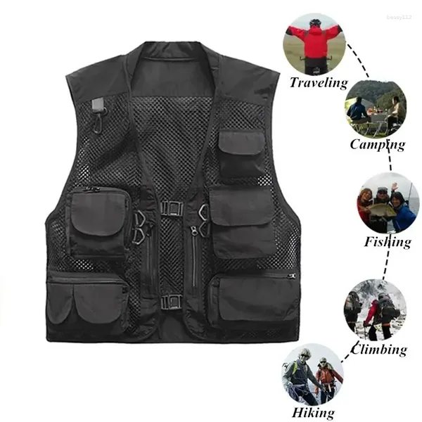 Gilet da uomo Gilet tattico multifunzione in rete ad asciugatura rapida Gilet estivo multitasche Gilet professionale Pografia